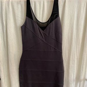 Comfortable gray dress with mesh tank.